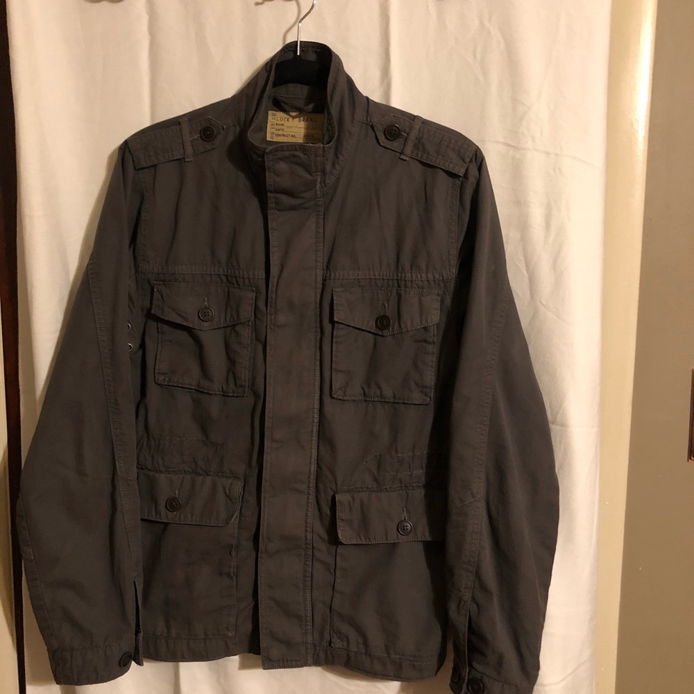 Lucky brand military style jacket pockets green L